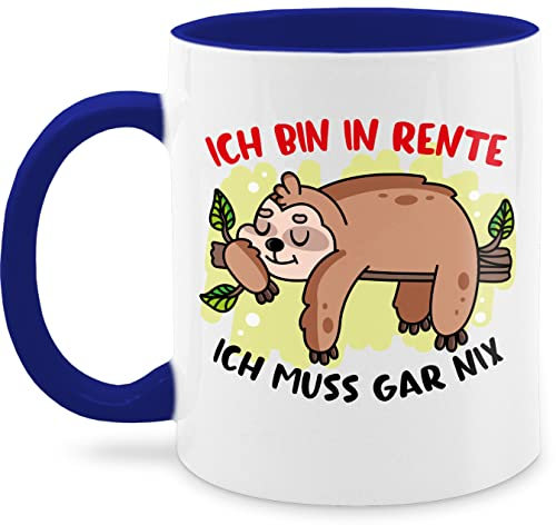 Tasse Tassen 325ml - Rentner - Ich bin in Rente Ich muss gar nix Faultier - 325 ml - Dunkelblau - geschenk zur rentnertasse retirement der fanmug 2023 pensionsgeschenke zum ruhestand und teetasse