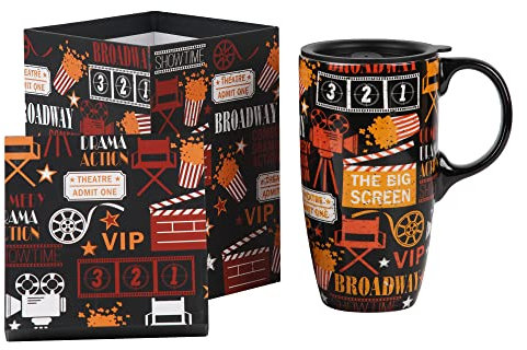 Topadorn Taza de cerámica de porcelana para café con leche con caja de regalo, 17 onzas, tema de la película