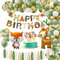 Dschungel Geburtstag Dekoration Safari Geburtstagsdeko Waldtiere luftballons Tiere Kindergeburtstag Deko Happy Birthday Banner Kuchen Karte Set für Jungen Oder Mädchen