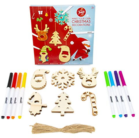 Christmas Jingle Make Your Own Christmas Decorations -Crafts for Kids - Hanging - Arts and Crafts - 30 Christmas Wooden and Felt Tip Pens