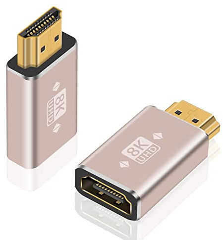 Duttek Confezione da 2 adattatori HDMI 8K da maschio a femmina, estensione adattatore HDMI 2.1, connettore HDMI 2.1, supporto 8K a 60Hz, 4K a 120Hz HDR, Dolby, eARC, HDCP2.3 per laptop, PC, monitor,
