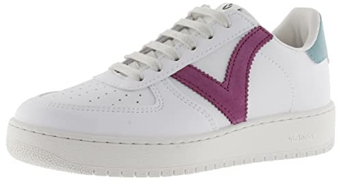 Victoria Basket Basse Unisexe Madrid Effet Cuir & Pièces Colorées en Contraste 1258201 pour Adulte Fucsia 37