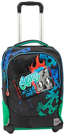 Go Pop - Zaino con Trolley Skater - 3 Grafiche Frontali Intercambiabili e Pop-Up, 2 Scomparti con cerniera, Spallacci Imbottiti, adatto alla scuola primaria, 34 l x 47 h x 23 p - 36 litri