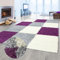 Flauschiger Shaggy-Teppich Hochflor mit Karomuster in lila grau Creme 200x290cm