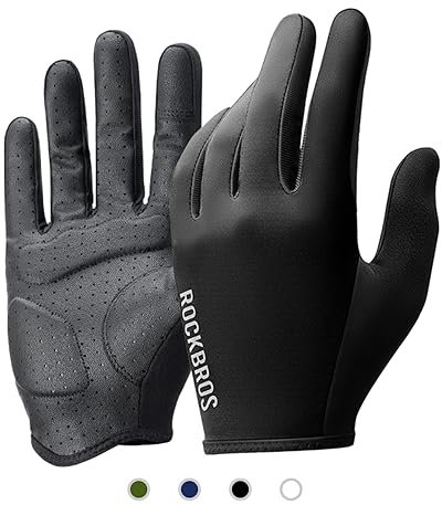 ROCKBROS Road to Sky Handschuhe Fahrrad Fahrradhandschuhe Touchscreen Vollfinger Atmungsaktive rutschfeste Handschuhe Frühling Sommer für Radfahren Laufen Fitness Damen Herren Schwarz L