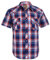 COEVALS CLUB Mens Shirts Short Sleeve Casual Push Button Plaid Suit Regular Fit Western Cowboy Pearl Snap Two Pockets Work Derss Button Up Shirts (Red & Blue #15 XL)