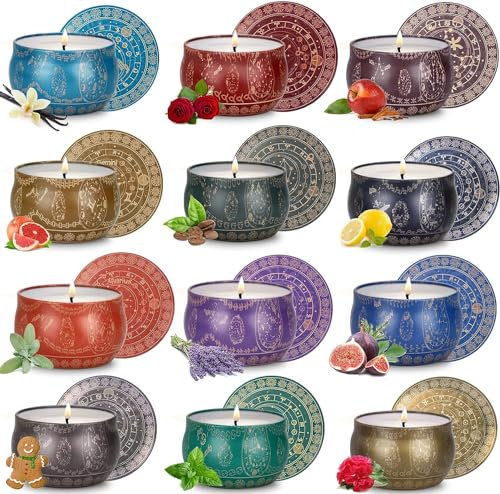 YMing Duftkerzen Geschenkset für Frauen, Duftkerze Set 12 Stück 840 g Sojawachs Aromatherapie Kerzen, Geburtstagsgeschenk für Frauen, Geschenke für Frauen, Geschenke für Freundin