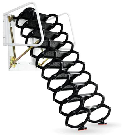 EYPKPL Unsichtbare Dachbodenleiter, Heim-Loftleiter, manuell, Wandmontage, für den Innen- und Außenbereich, Dachbodentreppe, rutschfeste Stufen, Klappleiter