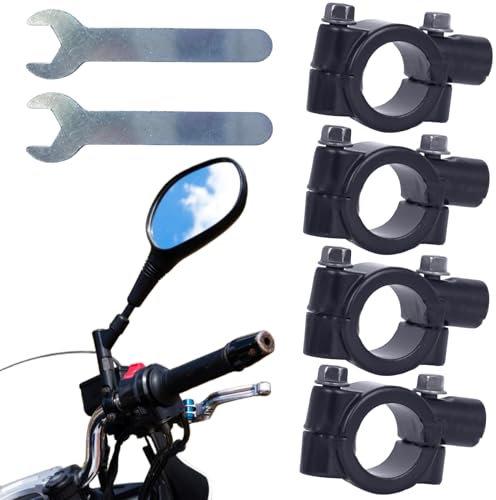 ZLXFT Soporte Retrovisor Moto,4PCS Abrazadera Retrovisor Moto,Abrazadera Montaje Espejo Retrovisor para Moto,Soporte Espejo Retrovisor de Manillar 22mm,Soporte Adaptador Montaje Abrazadera