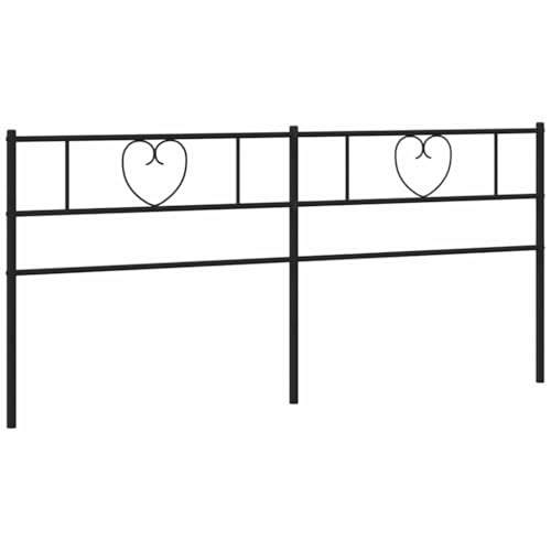 vidaXL Kopfteil, Bettkopfteil aus Stahl Metallkonstruktion, Betthaupt für Bett Metallbett Bettgestell, Bettzubehör Schlafzimmer, Metall Schwarz 200cm