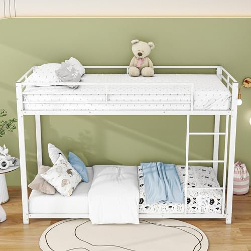 Eisenbett, 90x200cm Kinderbetten, Etagenbetten, Eisenbetten, Eisenetagenbetten in klassischer Form (Weiß, 90x200cm)