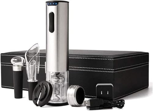 ARTSZY Apribottiglie elettrico ricaricabile, set apribottiglie con cavatappi elettrico automatico cordless contiene taglierino, tappo for vuoto e versatore aeratore, confezione regalo for amanti del v