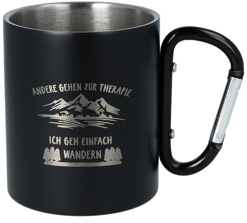 Spruchreif | Doppelwandige Edelstahltasse mit Karabinerhaken und hochwertiger Gravur | Outdoorgeschenke | Geschenk für Wanderfans | |Wandergeschenke | Wanderutensilien