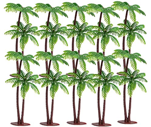 Modèle de Palmier cocount en Plastique, 10pcs Mini-gâteau d'arbre, 5,12 Pouces DIY Mini Paysage Artificiel pour la décoration du Jardin de fées (Vert)