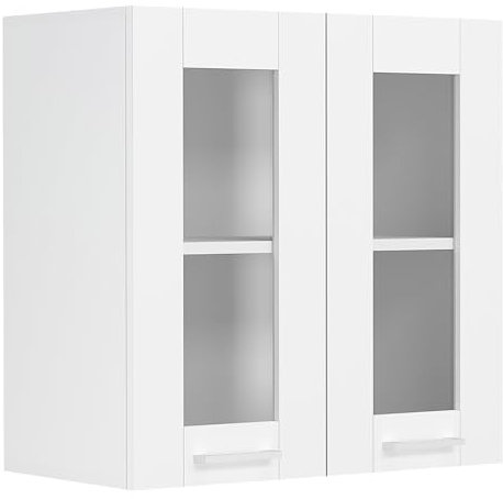 VCM Küchenschrank hängend | Maße ca. H. 60 x B. 80 x T. 31 cm | Hängeschrank mit Zwei Drehtüren im Landhaus Stil | Küchenschrank mit Glas | Küchenmöbel – Colura