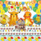 Kinder Party Deko Geburtstag, 55 PCS Birthday Party Supplies, Kindergeburtstag Deko mit Folienballon, Latex Luftballons, Happy Birthday Banner, Tischdecke, Kuchen Deko