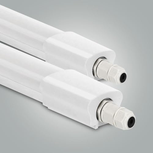 LED Universum 2er-Set Feuchtraumleuchte 60cm IP65 18W 2160 Lumen - 6500K tageslichtweiß - verknüpfbar - Kellerleuchte Nassraumleuchte Feuchtraum-Wannenleuchte mit Steck-Klemmen L670xB46xH34mm