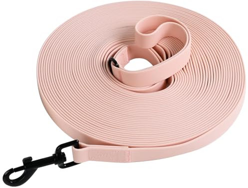 Tagfur Schleppleine für Hunde, Schleppleine 5m/10m/15m/20m mit Handgriff und D-Ring, Wasserdicht und Leicht zu Reinigen Hundeleine Trainingsleine für Kleine Mittlere Große Hunde, (Rosa, 5m)