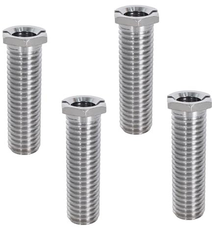 4 Pièces Vis de Panier d'Évier 45 mm en Acier Inoxydable, M12 Creuse pour Bonde, Filetées pour Bouchon de Crépine de Lavabo Cuisine (Argent)