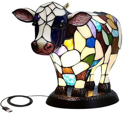 belupai Nachtlicht, lustige Kuh-Tischlampe, USB-Kuh-Form, Nachttischlampe, Tischdekoration, für Wohnzimmer, Büro, Heimdekoration