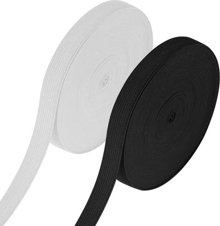 Gummiband Nähen 15mm Hosengummi Weiß Gummiband Schwarz Gummilitze Elastisches zum Nähen Gummizugband für Hosengummi DIY Handwerk Nähzubehör 10 Meter/Rolle