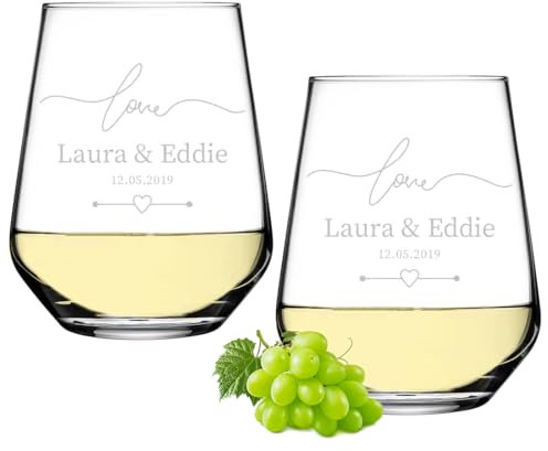 polar-effekt Weingläser 425 ml 2er Set zur Hochzeit mit Gravur - Hochzeitsgeschenk für Paare - Geschenke für Männer und Frauen - Weinkelch für Wein, Sekt und Aperol