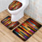 Bad Teppiche Set 3-Teiliges Gestreift Rot Orange WC Vorleger Mit Ausschnitt Badematte Saugfähig WC Deckelbezug Badvorleger rutschfest Waschbar Toilettensitzbezug Badgarnitur (45x75cm)