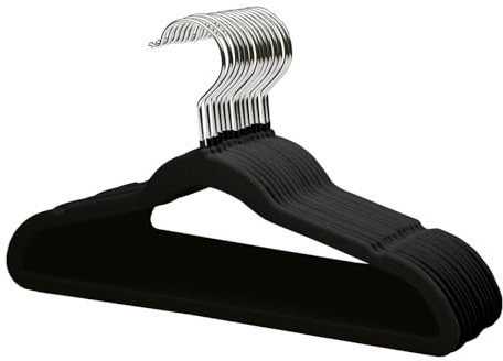 ManGotree 35 cm platzsparende Kinder-Kleiderbügel aus Samt 14 Stück Schwarz | Ultradünne Kleinkind-Kleiderbügel mit 360° drehbarem Haken, rutschfeste Kinder-Kleiderbügel für Teenager-Kleidung
