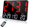 Lafocuse 12 Digitale Wanduhr Tischuhr LED Groß Display, Digitaluhr Ohne Tickgeräusche mit Fernbedienung, Großen Ziffern, Datum, Temperatur, Wecker Snooze für Dekor Schlafzimmer Wohnzimmer Büro, Rot