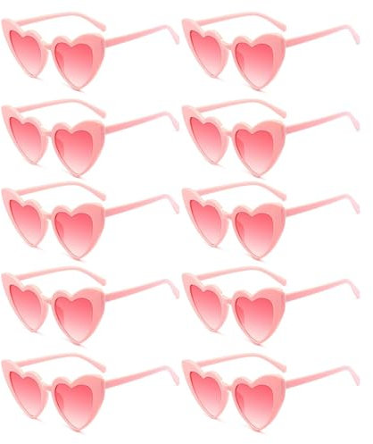 Vimmvid 10 Stück Herz Sonnenbrille Herzform, Herzbrillen Schwarz Partybrille Set, Mode Brillen Für Damen Herren Kinder Party Reise Fotoshootin Sonnenbrille Hochzeit Für Party Festival
