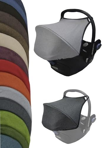 Sonnenverdeck Sonnendach [Sonnenschutz für Babyschale] kompatibel mit Maxi Cosi Cabrio Fix Gruppe 0 + GP (meliert hellgrau)
