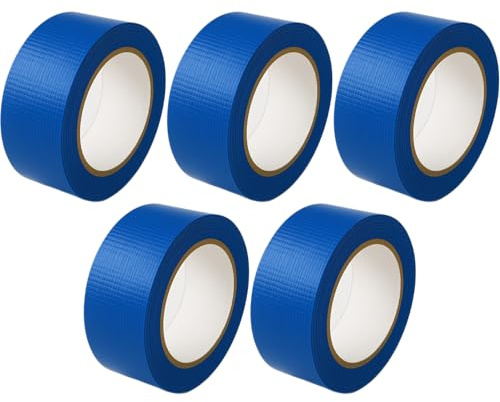 KNM TRADE Gewebeband Stark Klebend 5 Rollen PVC Blau 50m | Gewebe, Haushalt, Innenbereich, UV-beständig, stark haftend, wetterfest, arbeitssicher, silikonisiert, dauerhaft