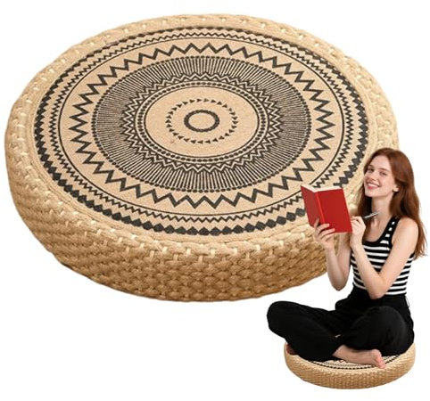 Siuwddee Cojín De Meditación - Esterilla Acolchada De Paja para Suelo,Decorativo Lavable para Salón Chimenea Salón De Té Balcón