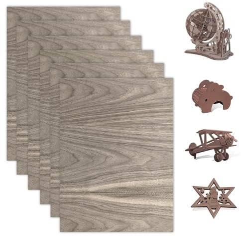 QINGYIWL 6 Stück Sperrholzplatte 3mm, 30 x 21 cm Walnuss Holzplatte, A4 Lasercut Holz für Laser Gravur, Laserschnit, CNC Schneiden, DIY Modellbau, Malerei