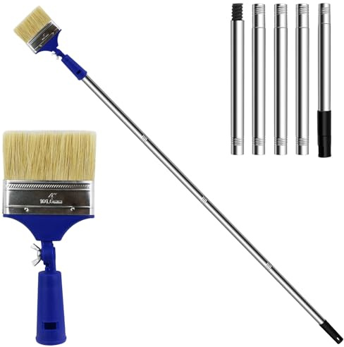 4-Inch Paint Brush with Detachable Handle – Telescoping Pole for High Walls, Ceilings, Fences, and Hard-to-Reach Areas – Easy Surface Cleaning, Adjustable Angle, Premium Bristles