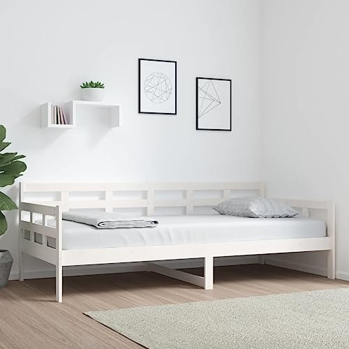 Owoxanthellate Tagesbett Weiß Massivholz Kiefer 90x200 cm mit Lattenrost Multifunktionaler Schlafbereich für Gäste & Alltag im Wohnzimmer Schlafzimmer