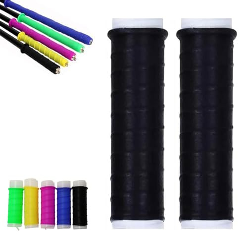Rubber Cold-Shrink Handle Wrap, Insulation Non-Slip Waterproof Cold Shrink Handle Wrap with Non Slip Texture for Fishing Rods, Rackets and Hand Tools (Black*2,L: 9.5/24cm)