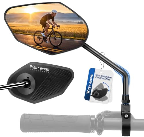 CYCLESPEED Fahrradspiegel Lenker, um 360° Drehbarer HD Rückspiegel | Hochfester Kohlenstoffstahl, Fahrradzubehör für E-Bike, MTB und Roller,Passt auf 21.8 mm Lenker