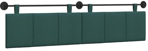 vidaXL Hängendes Kopfteil Dunkelgrün Stoff, Wanddeko fürs Schlafzimmer: modernes hängendes Kopfteil, gepolsterte platzsparende Platte, verstellbares minimalistisches Design