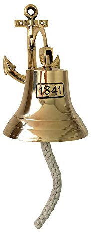 Schiffsglocke Anker 1841 Messing Nostalgie Glocke Maritim 14cm