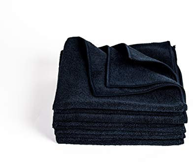 Clean 2 Microfasertuch Schwarz 5 er Pack,40 X 40 Microfasertücher 300g,Mikrofasertuch, Mikrofasertücher, Haushaltstücher, Poliertücher, Auto
