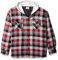 Wrangler Authentics Men's Long Sleeve Quilted Lined Flannel Shirt Jacket with Hood Button, Biking Red, Medium
