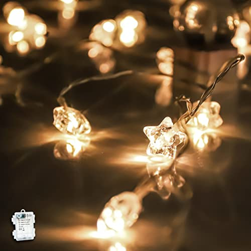 Lichterkette Sterne, von myCozyLite, LED Lichterkette mit Batterie, 40 Warmweiße Sternen, Blinken, für Kinderzimmer, Geburtstag, Wand, Urlaub, Dekoration, 5m
