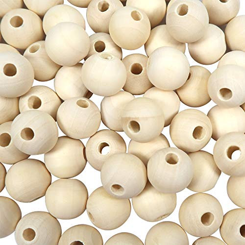 TOAOB 14mm 150 Stück Holzperlen Runde Natürliche Holzperlen Basteln für DIY Handgefertigte Dekorationen Schmuck Handwerk Machen