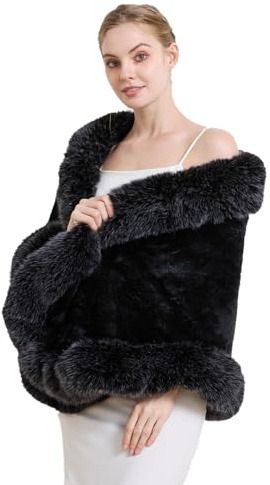 BEAUTELICATE Kunstpelz Schal Stola Bolero Damen Für Frauen Hochzeit Abend Braut Brautschal Brautstola