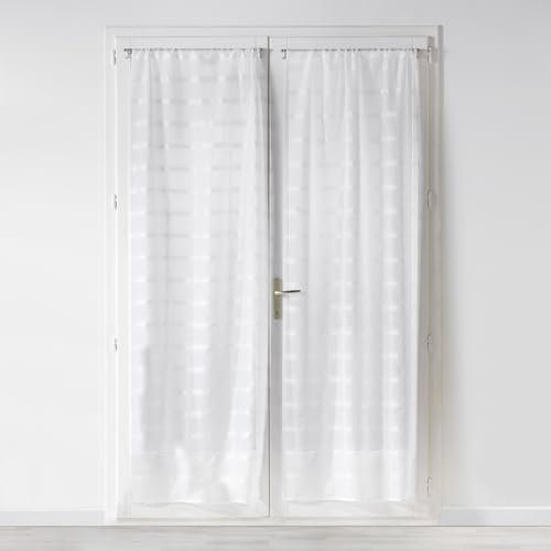 Douceur d'Intérieur - Coppia di tende dritte con passanti, 2 pezzi, 70 x 200 cm, in voile, sabbia bianca candida