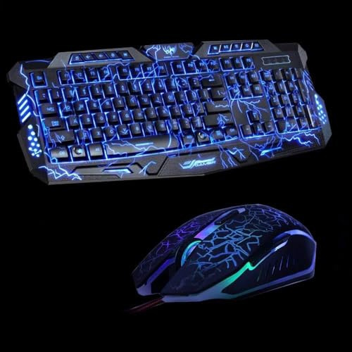 FidgetGear M200 Viola/Blu/Rosso LED Respirazione Retroilluminazione Pro Gaming Keyboard Mouse Combo