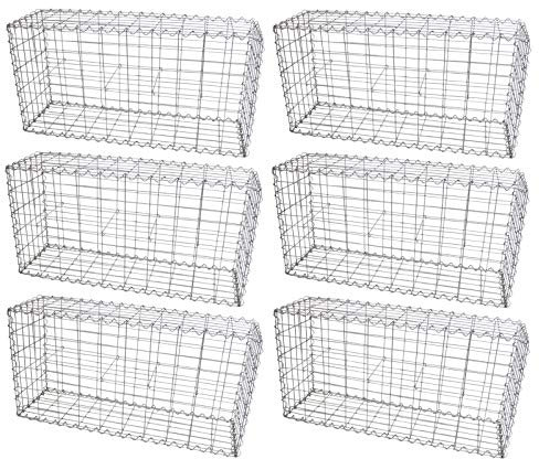 Monster Shop Gabion - Cestini da Giardino a Rete Metallica, in Acciaio zincato, per Esterni, a Spirale, 100 x 50 x 30 cm, Confezione da 6