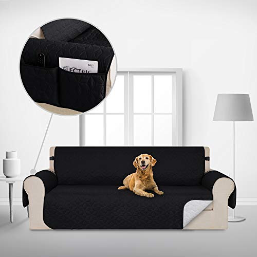 Deconovo Housse de Clic Clac Canape 3 Places Antidérapant pour Salon Housse de Clic Clac Matelasse Jeté de Canapé Noir Protège Canapé 173x190cm