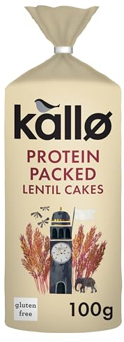 Kallo Protein Packed Lentil Cakes, Low Fat Healthy Snacks, Vegan & Coeliac Friendly, Gluten Free & Sugar Free with No Artificial Colours or Flavours, Single Pack – 1 x 100g